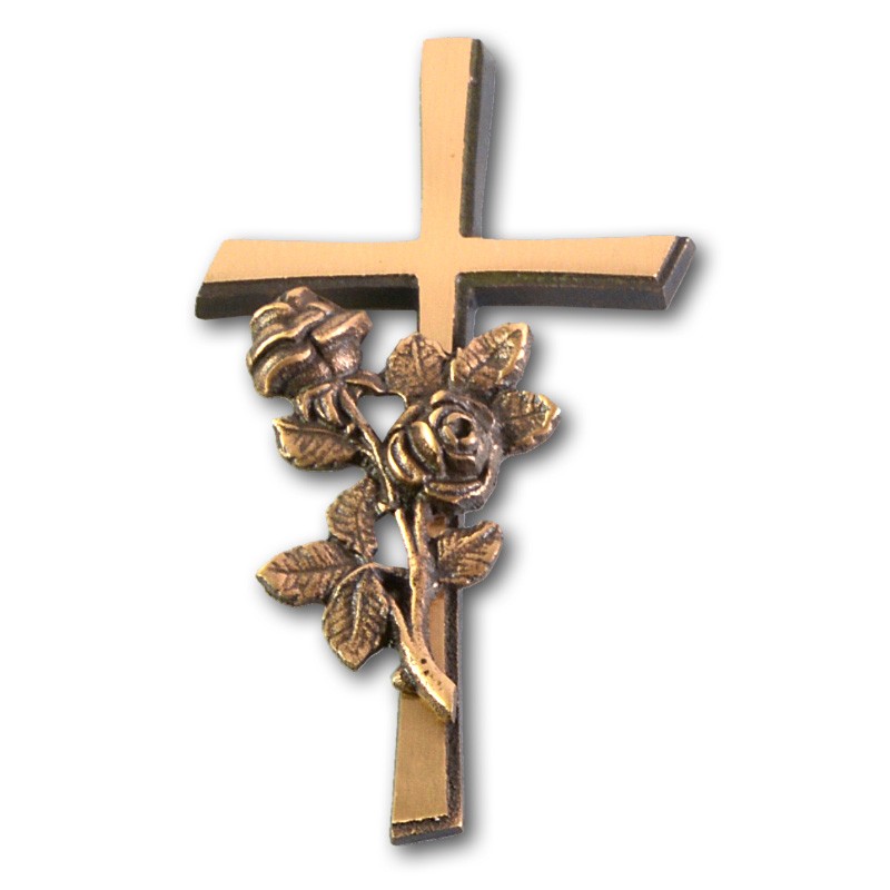 Metallornament Kreuz/Rosen (Bronze)